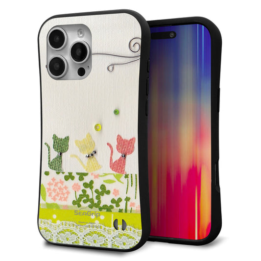 iPhone16 Pro Max スマホケース 「SEA Grip」 グリップケース Sライン 【1106 クラフト写真 ネコ (ワイヤー2)】 UV印刷