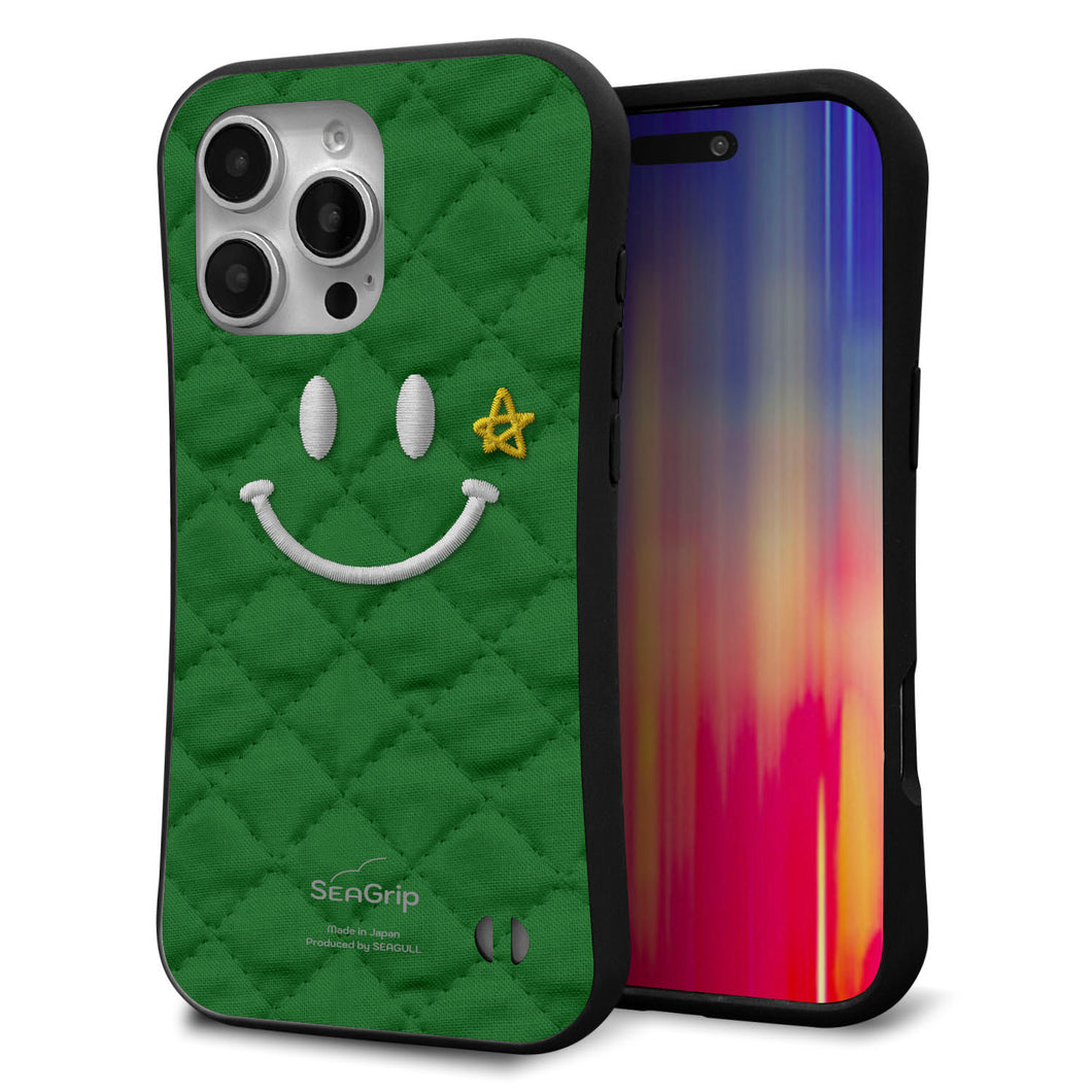 iPhone16 Pro Max スマホケース 「SEA Grip」 グリップケース Sライン 【KM936 スマイル スター グリーン 】 UV印刷