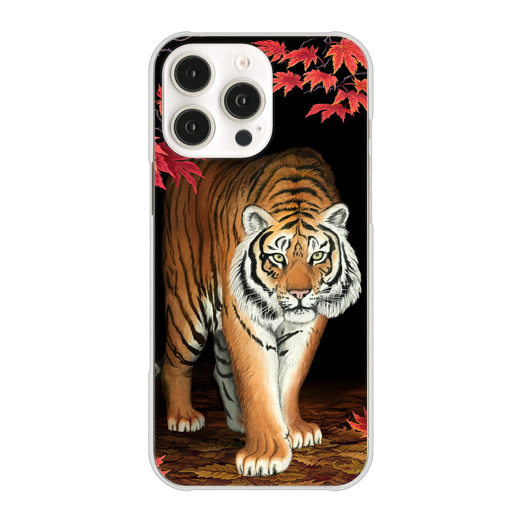 iPhone16 Pro Max 高画質仕上げ 背面印刷 ハードケース 【177 もみじと虎】