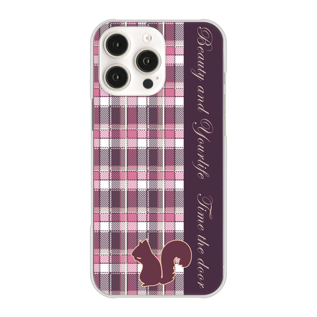 iPhone16 Pro Max 高画質仕上げ 背面印刷 ハードケースピンクチェック