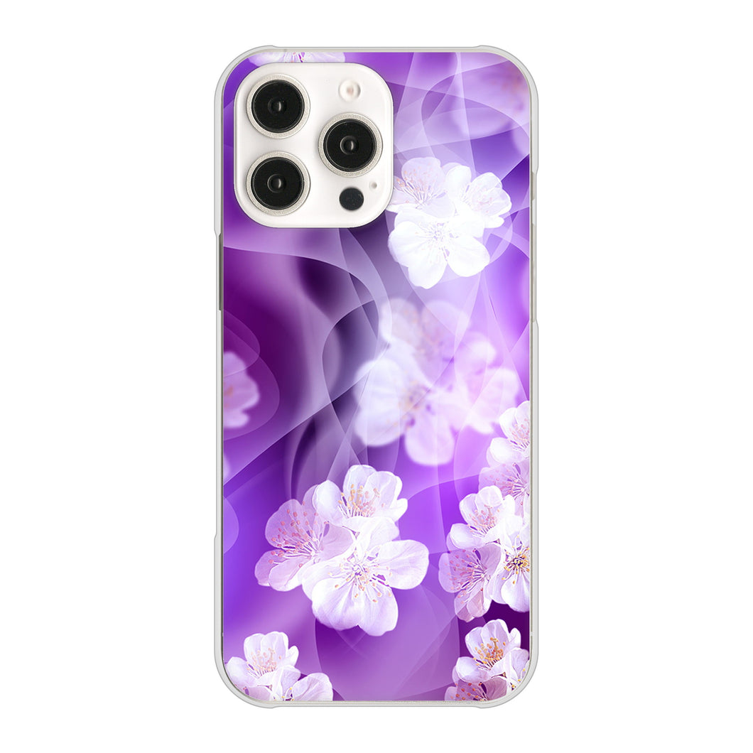 iPhone16 Pro Max 高画質仕上げ 背面印刷 ハードケース 【1211 桜とパープルの風】