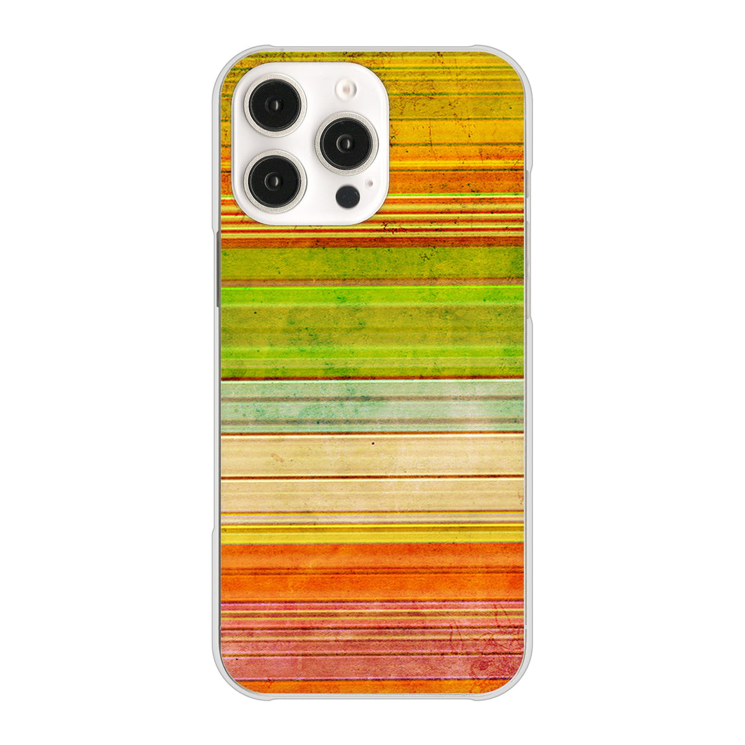 iPhone16 Pro Max 高画質仕上げ 背面印刷 ハードケース 【1324 ビンテージボーダー(色彩)】