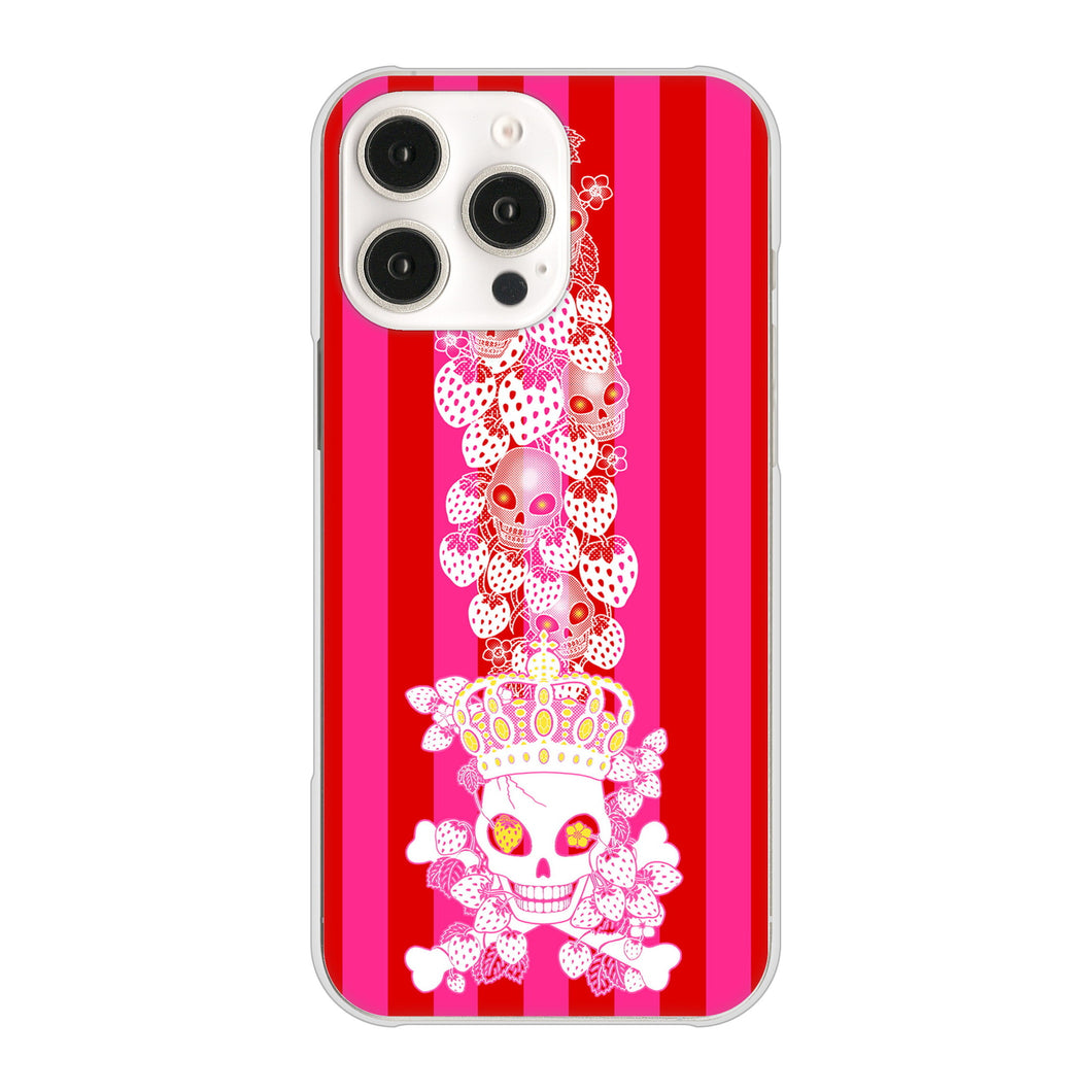 iPhone16 Pro Max 高画質仕上げ 背面印刷 ハードケースむかいあぐる 苺骸骨王冠蔦