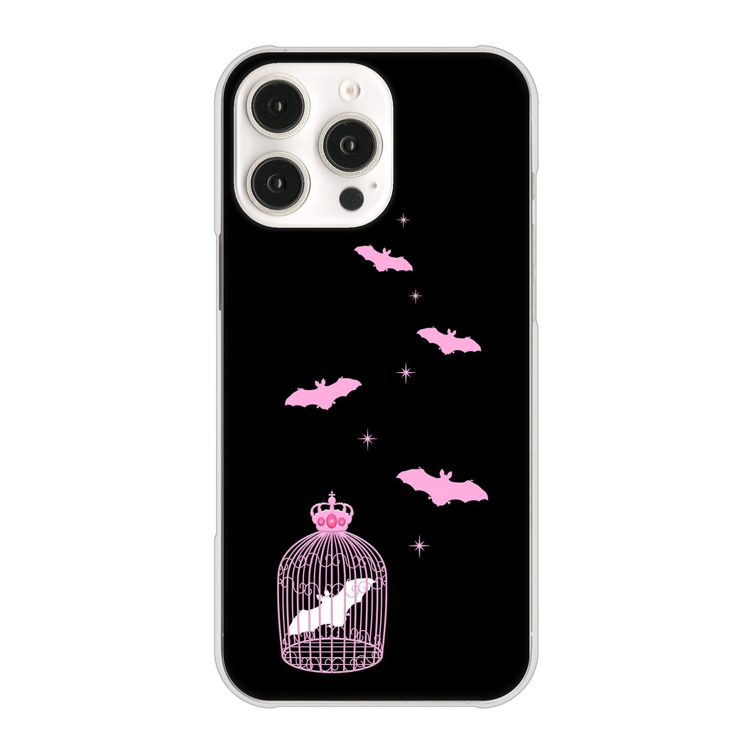 iPhone16 Pro Max 高画質仕上げ 背面印刷 ハードケースむかいあぐる こうもりの王冠鳥かご