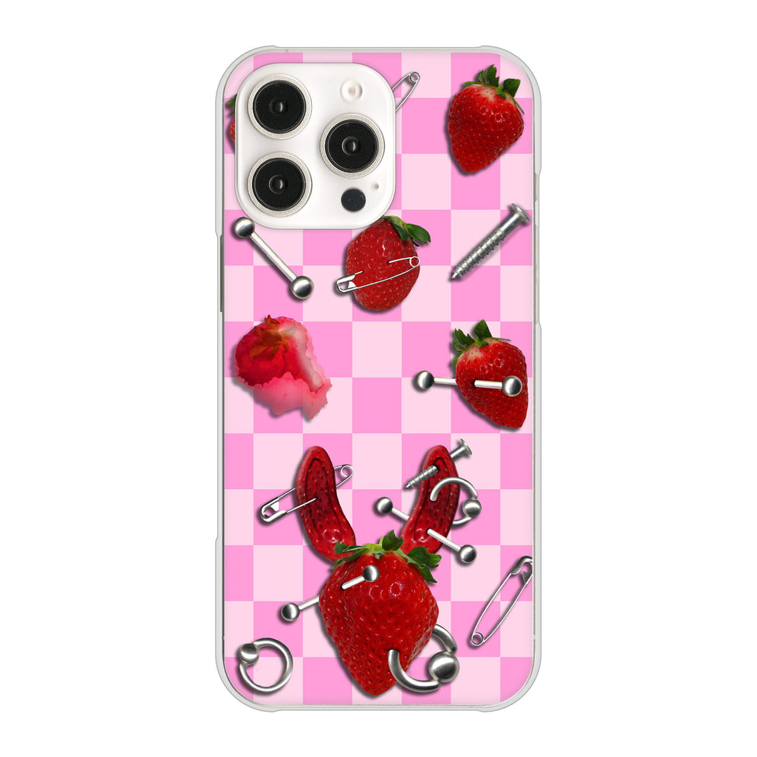 iPhone16 Pro Max 高画質仕上げ 背面印刷 ハードケースむかいあぐる 苺パンク