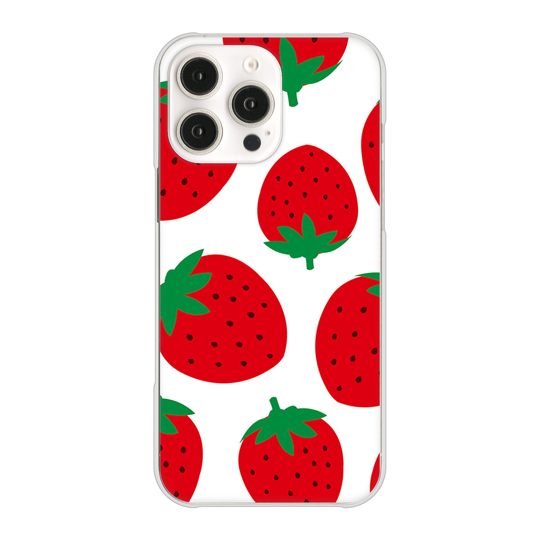 iPhone16 Pro Max 高画質仕上げ 背面印刷 ハードケース大きいイチゴ模様