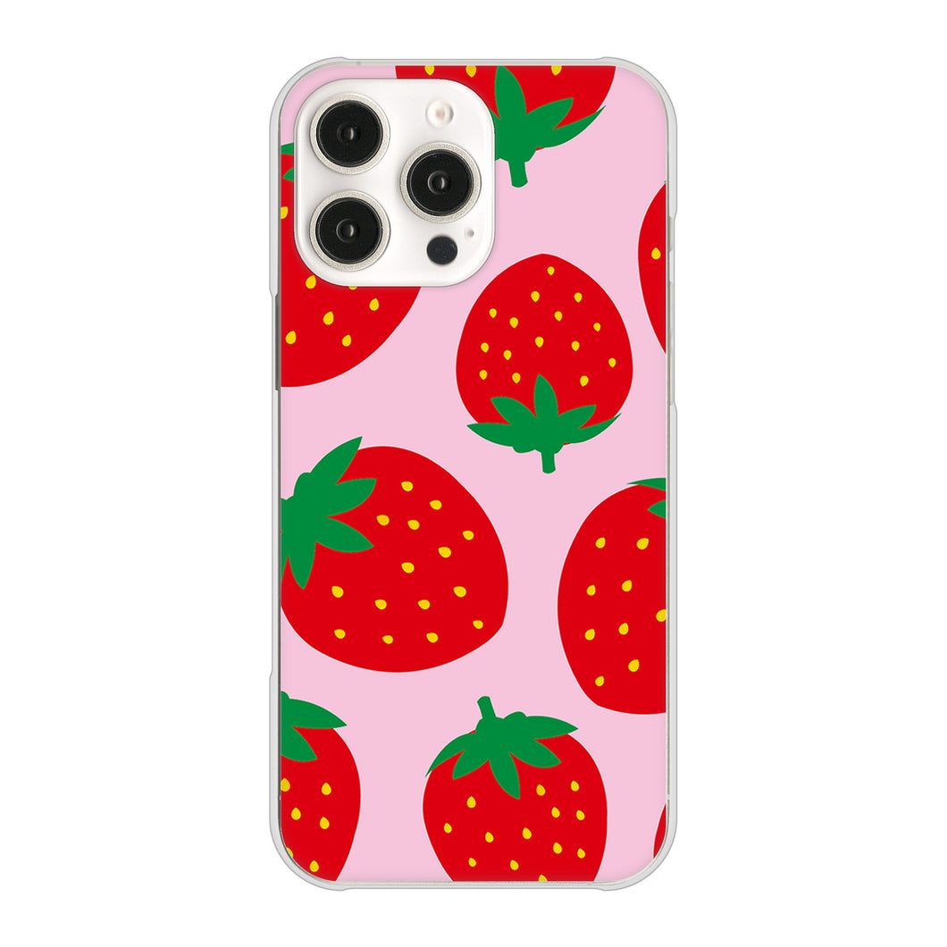 iPhone16 Pro Max 高画質仕上げ 背面印刷 ハードケース大きいイチゴ模様
