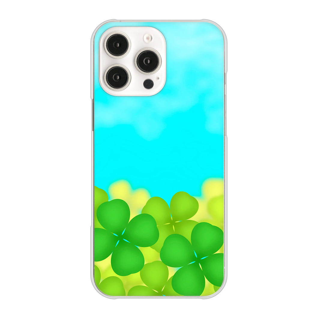 iPhone16 Pro Max 高画質仕上げ 背面印刷 ハードケース 【VA820 四葉のクローバー畑】