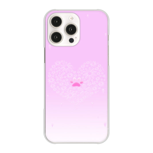 iPhone16 Pro Max 高画質仕上げ 背面印刷 ハードケースハートと肉球