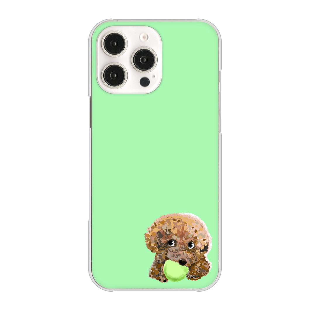 iPhone16 Pro Max 高画質仕上げ 背面印刷 ハードケーストイプードル&ボール