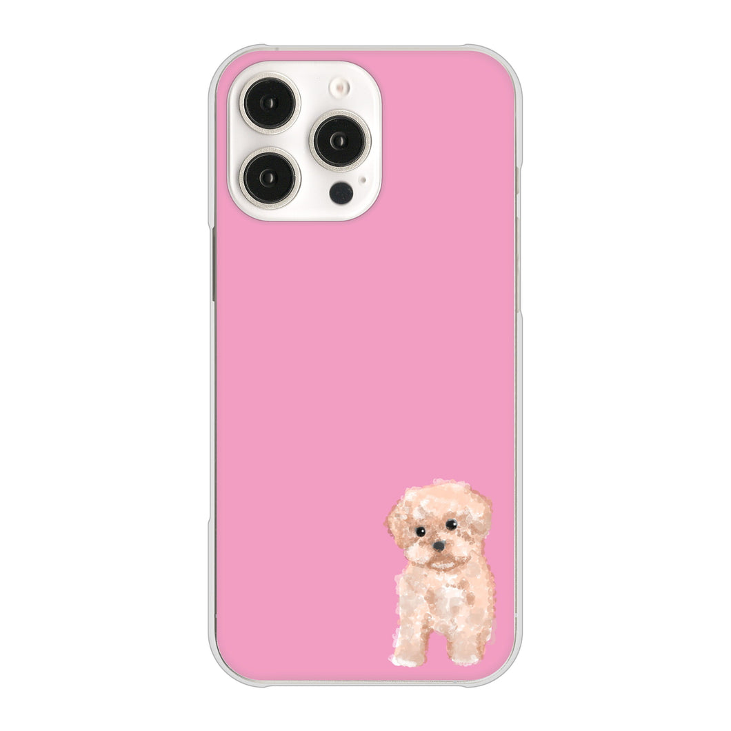 iPhone16 Pro Max 高画質仕上げ 背面印刷 ハードケーストイプードルアプリコット