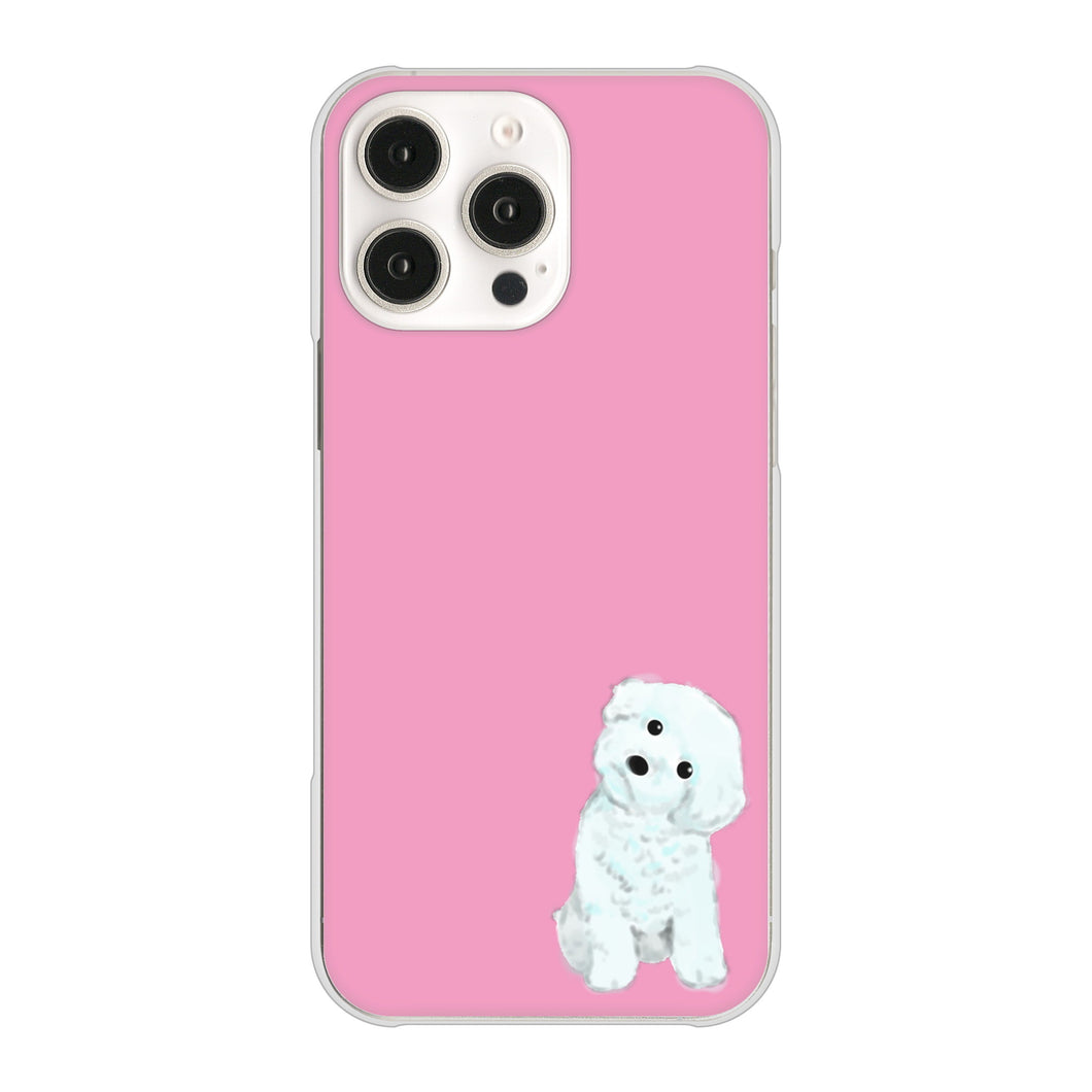 iPhone16 Pro Max 高画質仕上げ 背面印刷 ハードケーストイプードルホワイト