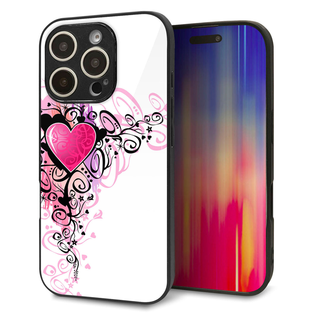 iPhone16 Pro 強化ガラス&TPUスマホケース ガラプリ【007 スタイリッシュハート】