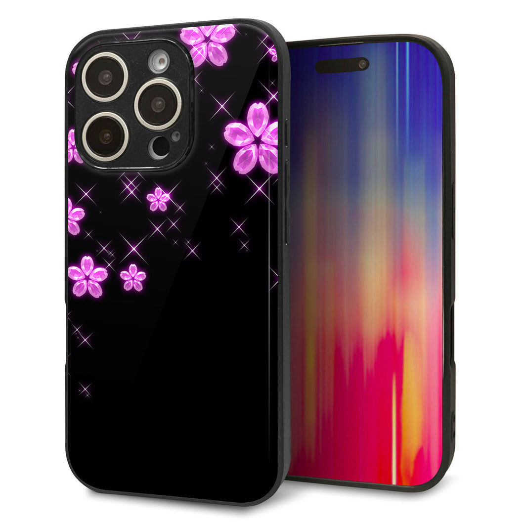 iPhone16 Pro 強化ガラス&TPUスマホケース ガラプリ【019 桜クリスタル】