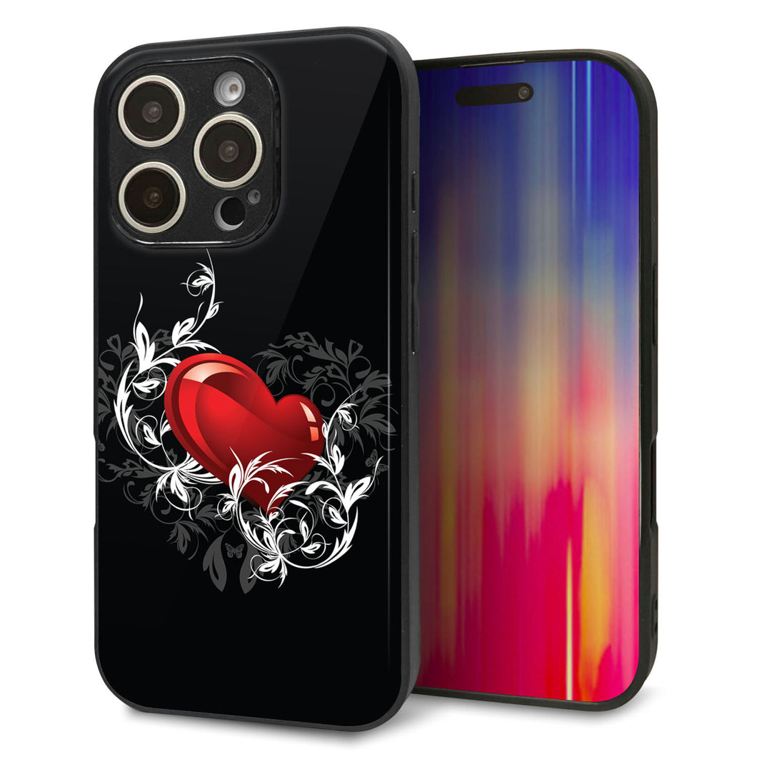 iPhone16 Pro 強化ガラス&TPUスマホケース ガラプリ【032 クリスタルハート】