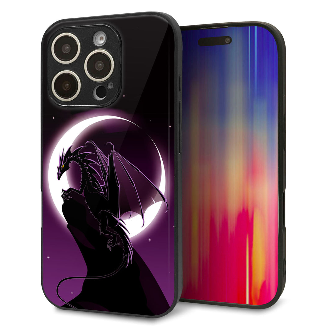 iPhone16 Pro 強化ガラス&TPUスマホケース ガラプリ【037 三日月とドラゴン】