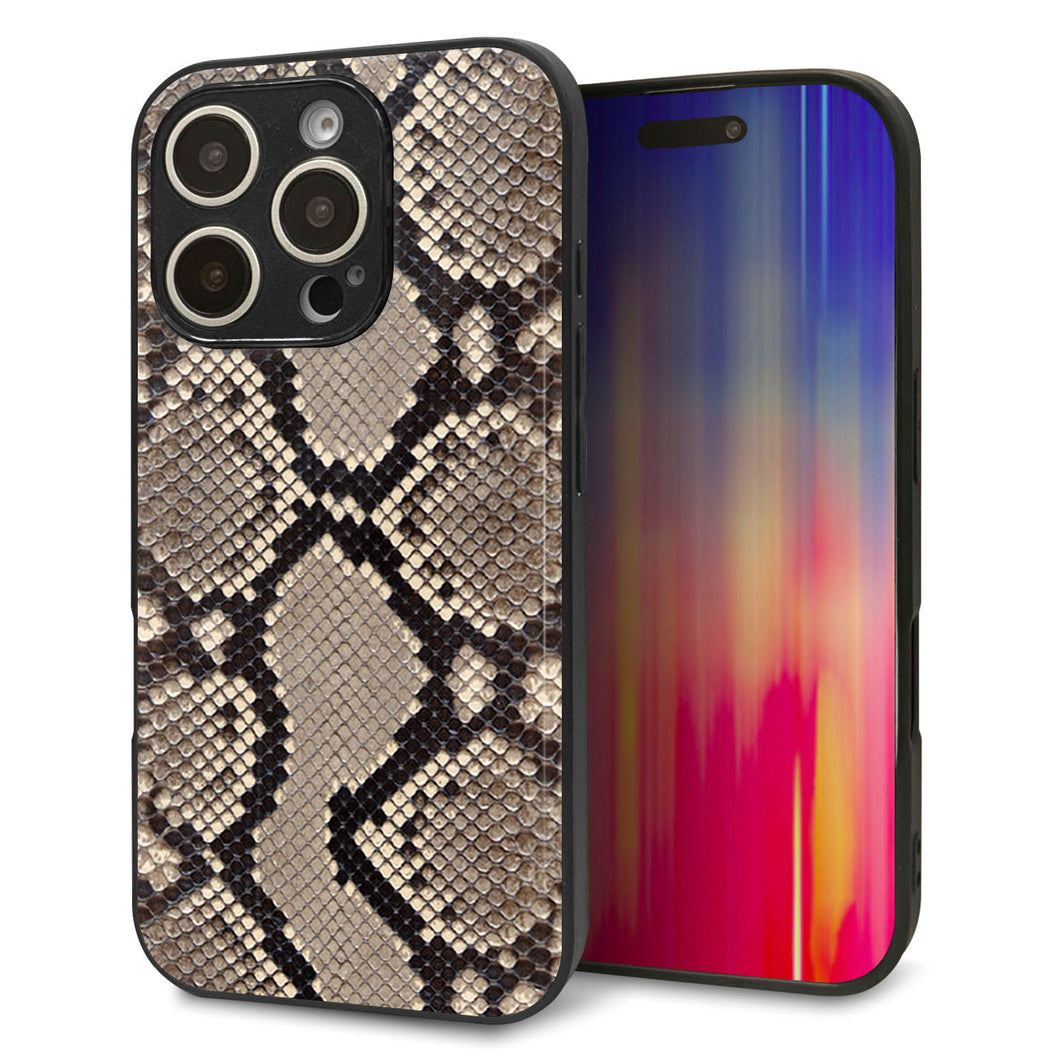 iPhone16 Pro 強化ガラス&TPUスマホケース ガラプリ【049 ヘビ柄】
