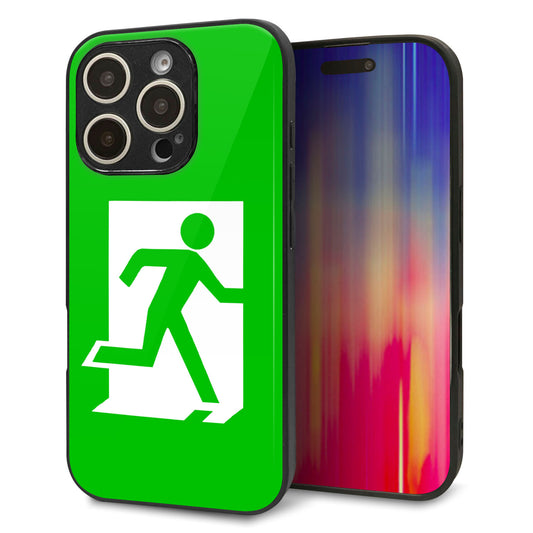 iPhone16 Pro 強化ガラス&TPUスマホケース ガラプリ【163 非常口】