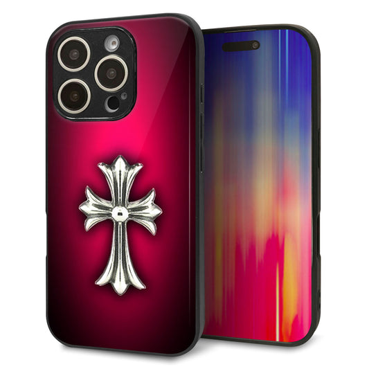 iPhone16 Pro 強化ガラス&TPUスマホケース ガラプリ【249 クロスレッド】