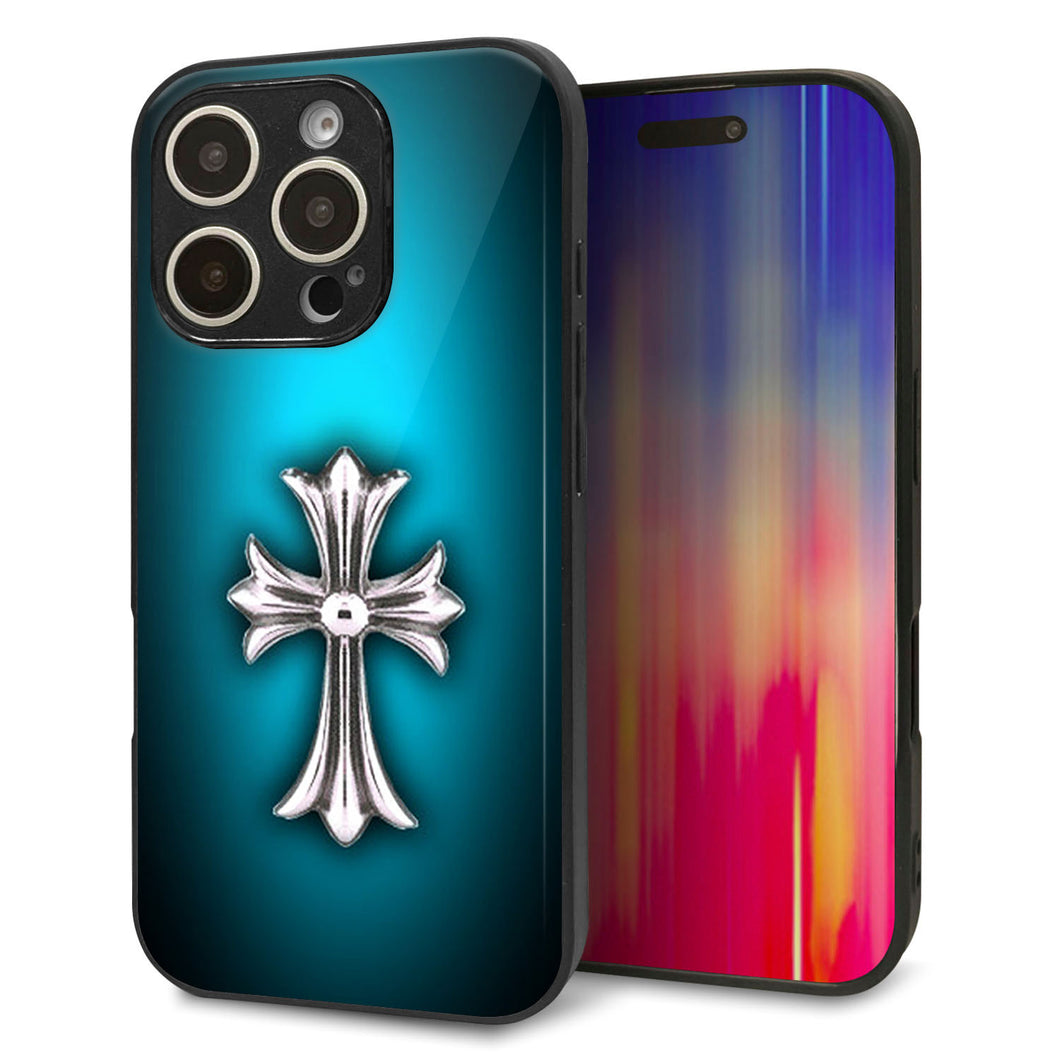 iPhone16 Pro 強化ガラス&TPUスマホケース ガラプリ【334 クロスブルー】