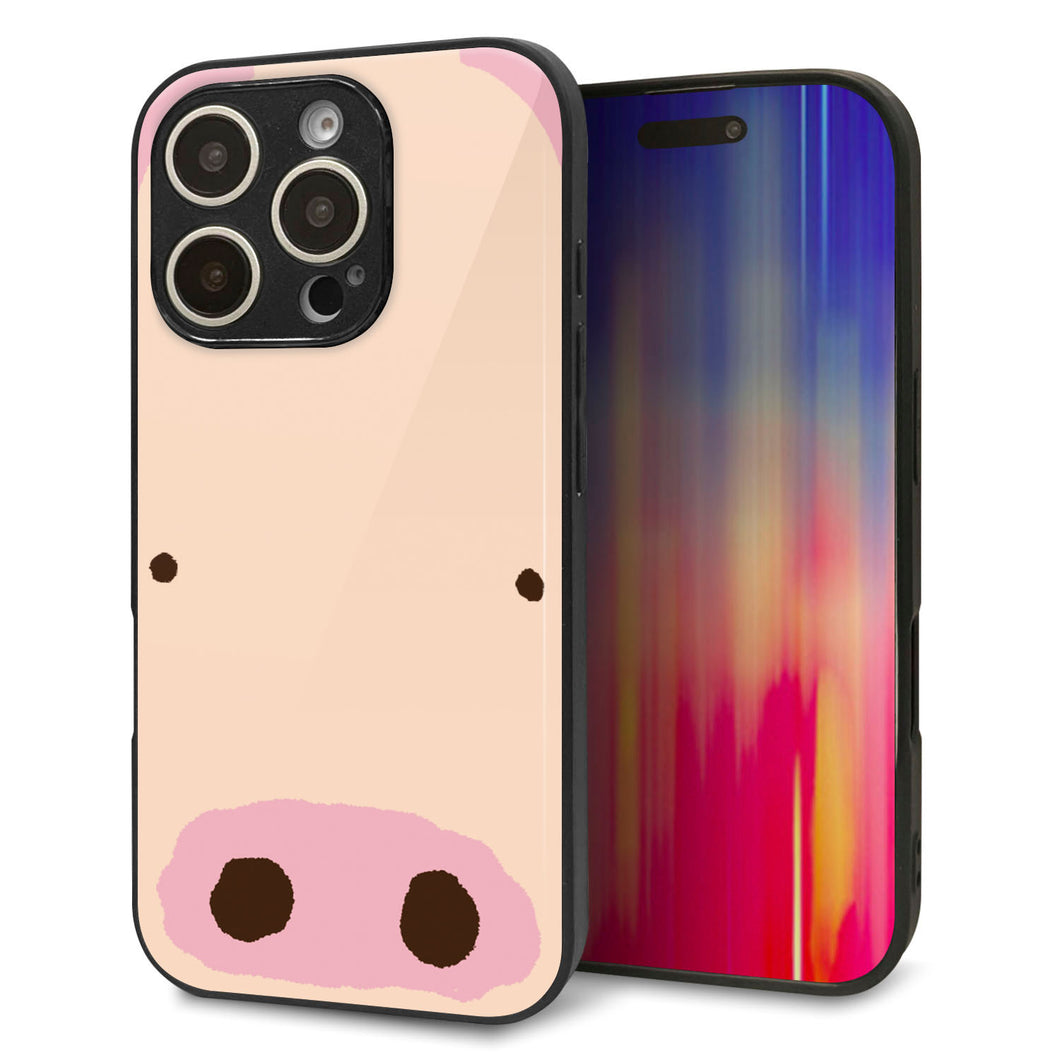 iPhone16 Pro 強化ガラス&TPUスマホケース ガラプリ【353 ぶた】