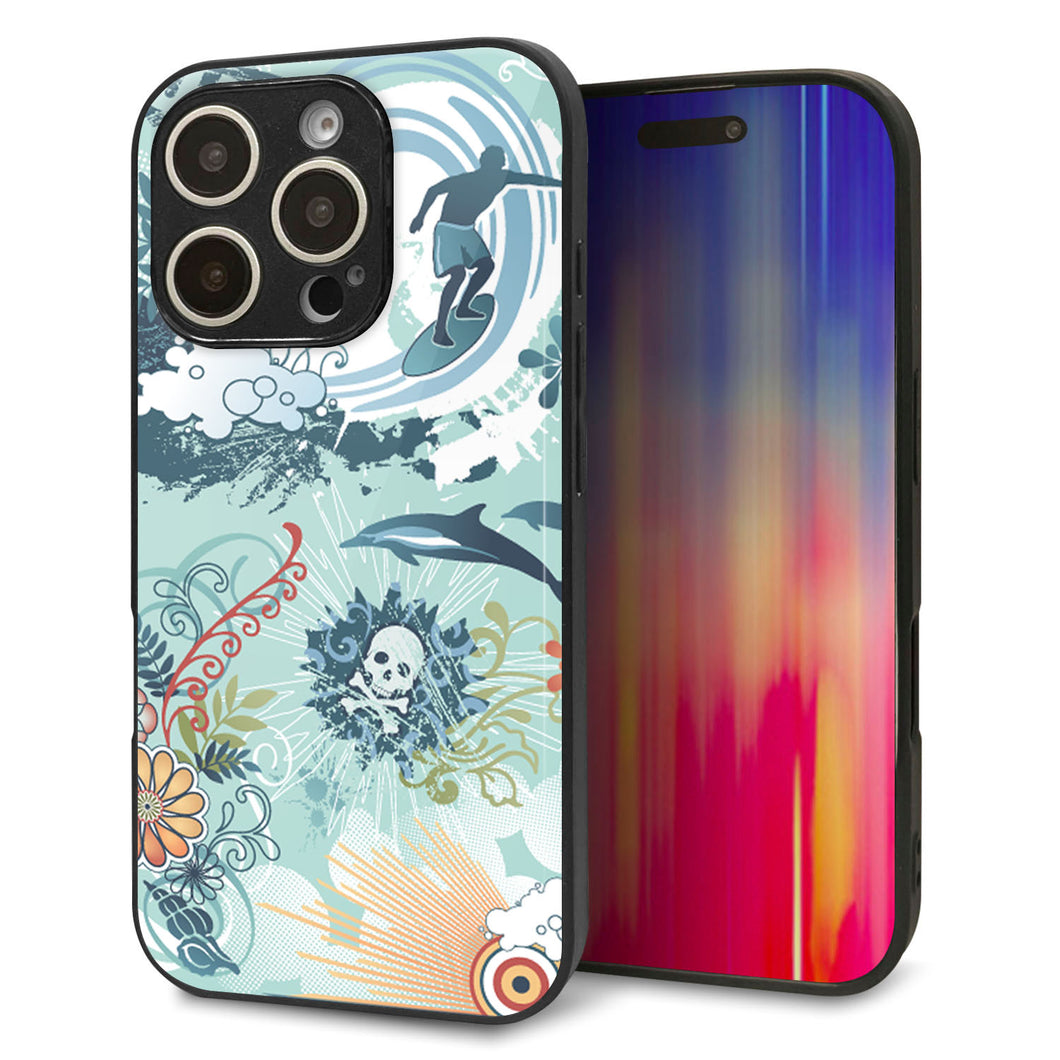 iPhone16 Pro 強化ガラス&TPUスマホケース ガラプリ【431 ハワイ】
