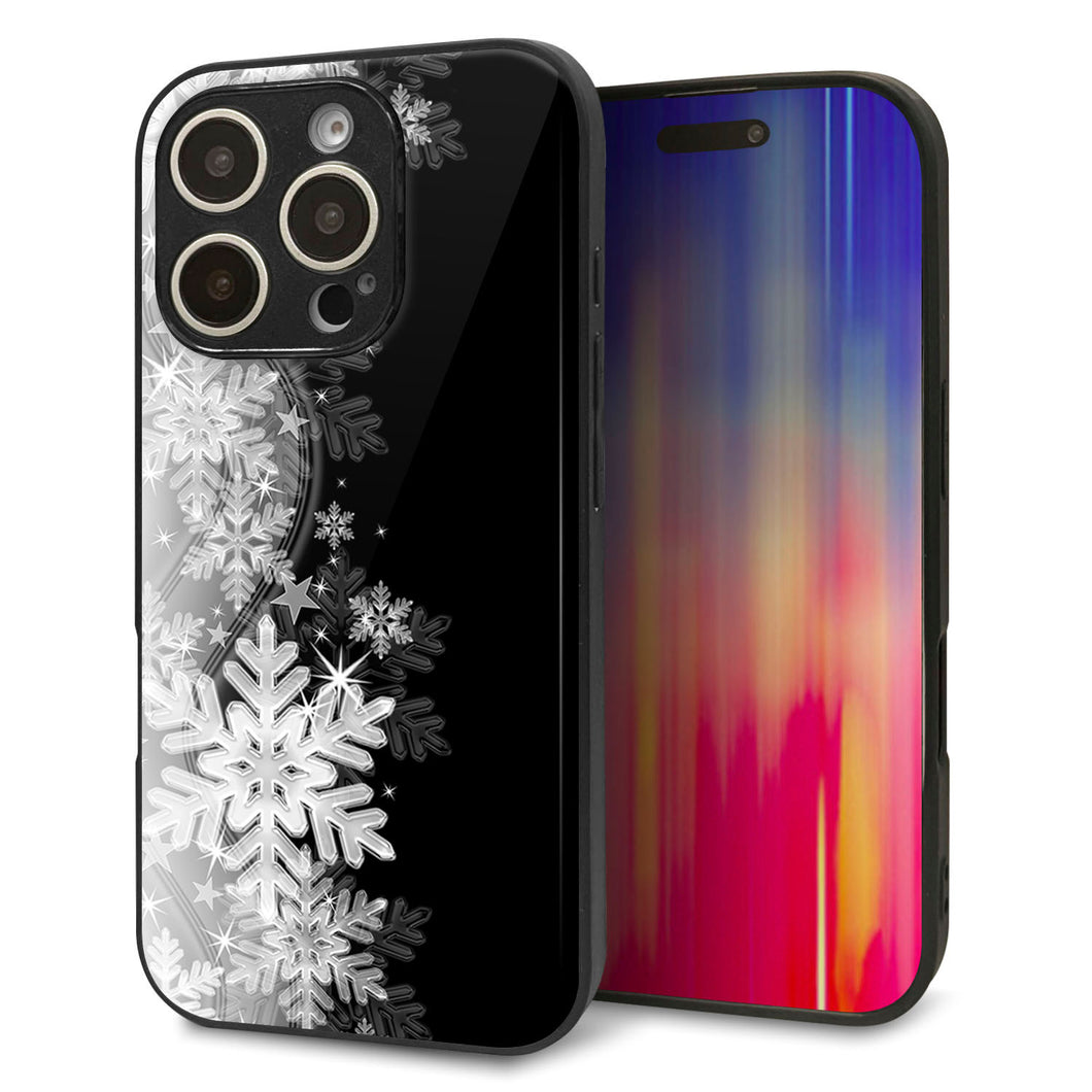 iPhone16 Pro 強化ガラス&TPUスマホケース ガラプリ【603 白銀と闇】