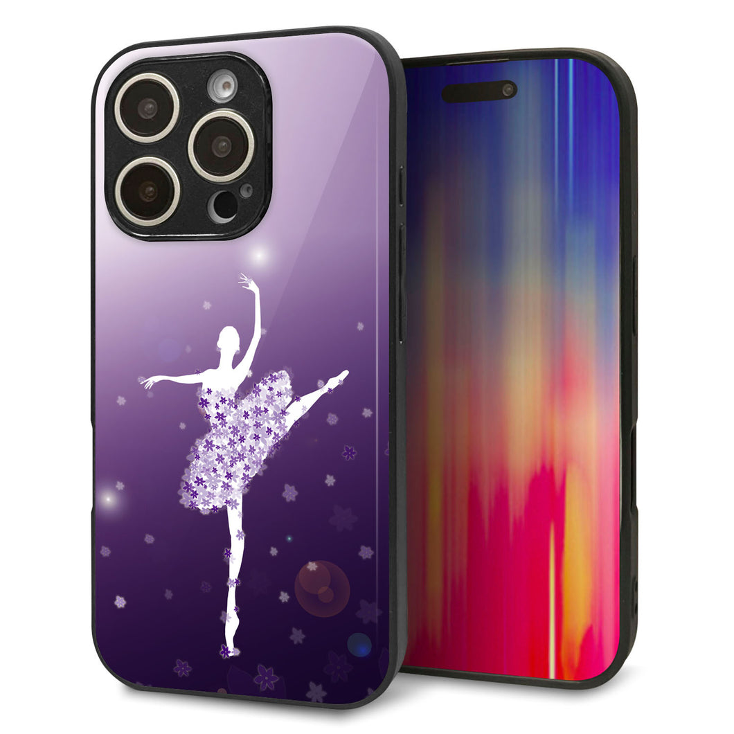 iPhone16 Pro 強化ガラス&TPUスマホケース ガラプリ【1256 バレリーナ】