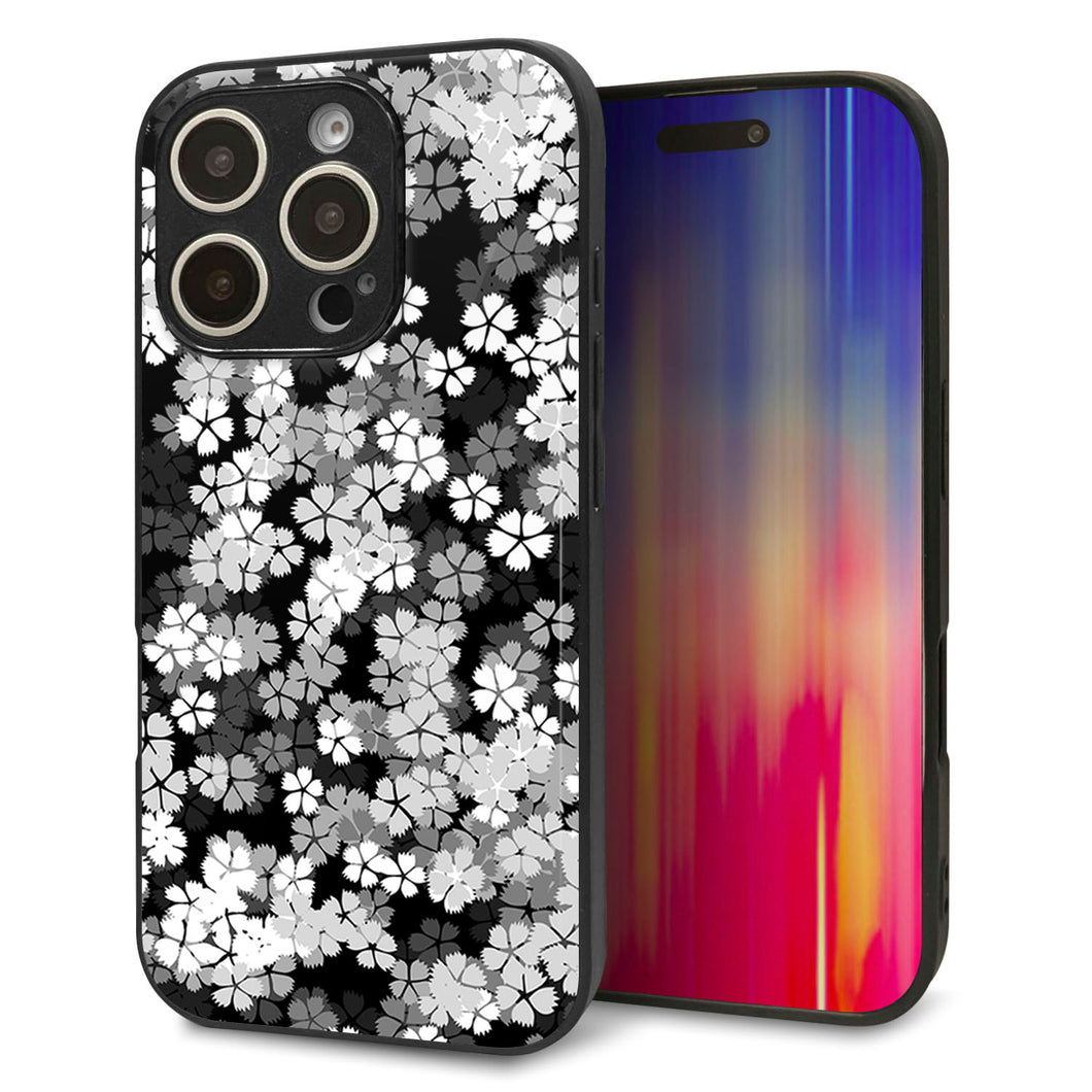 iPhone16 Pro 強化ガラス&TPUスマホケース ガラプリ【1332 夜桜】