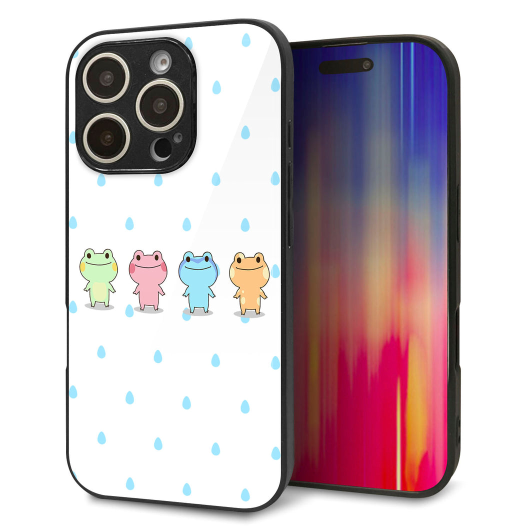 iPhone16 Pro 強化ガラス&TPUスマホケース ガラプリ【HA278 カエル 雫】