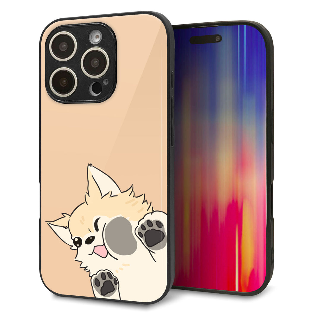 iPhone16 Pro 強化ガラス&TPUスマホケース ガラプリ【HA292 むぎゅっとチワワ】