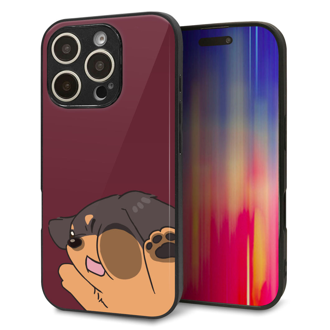 iPhone16 Pro 強化ガラス&TPUスマホケース ガラプリ【HA294 むぎゅっとミニダックス】