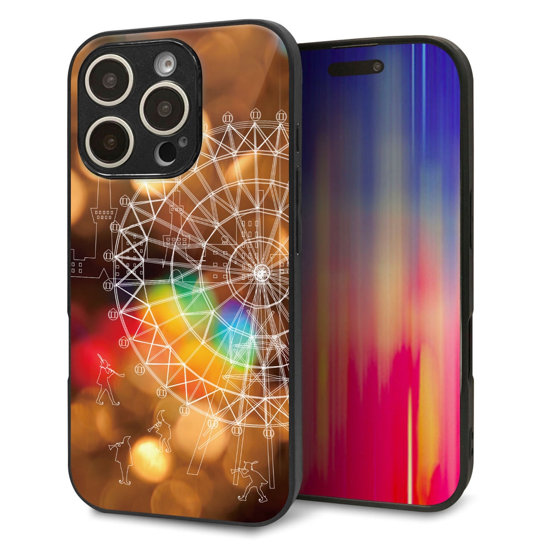 iPhone16 Pro 強化ガラス&TPUスマホケース ガラプリ【KM884 観覧車と笛吹】