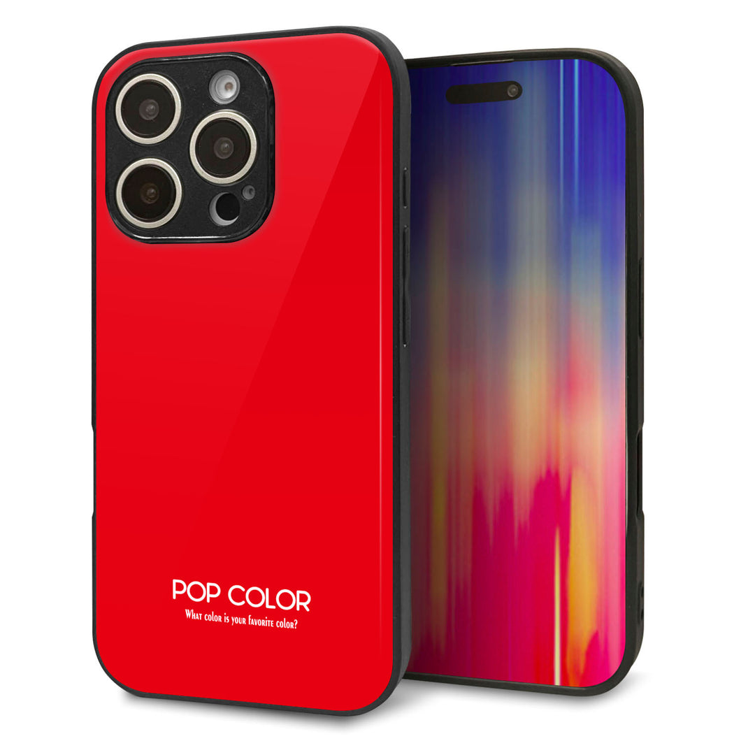 iPhone16 Pro 強化ガラス&TPUスマホケース ガラプリ【KM915 ポップカラー(レッド)】