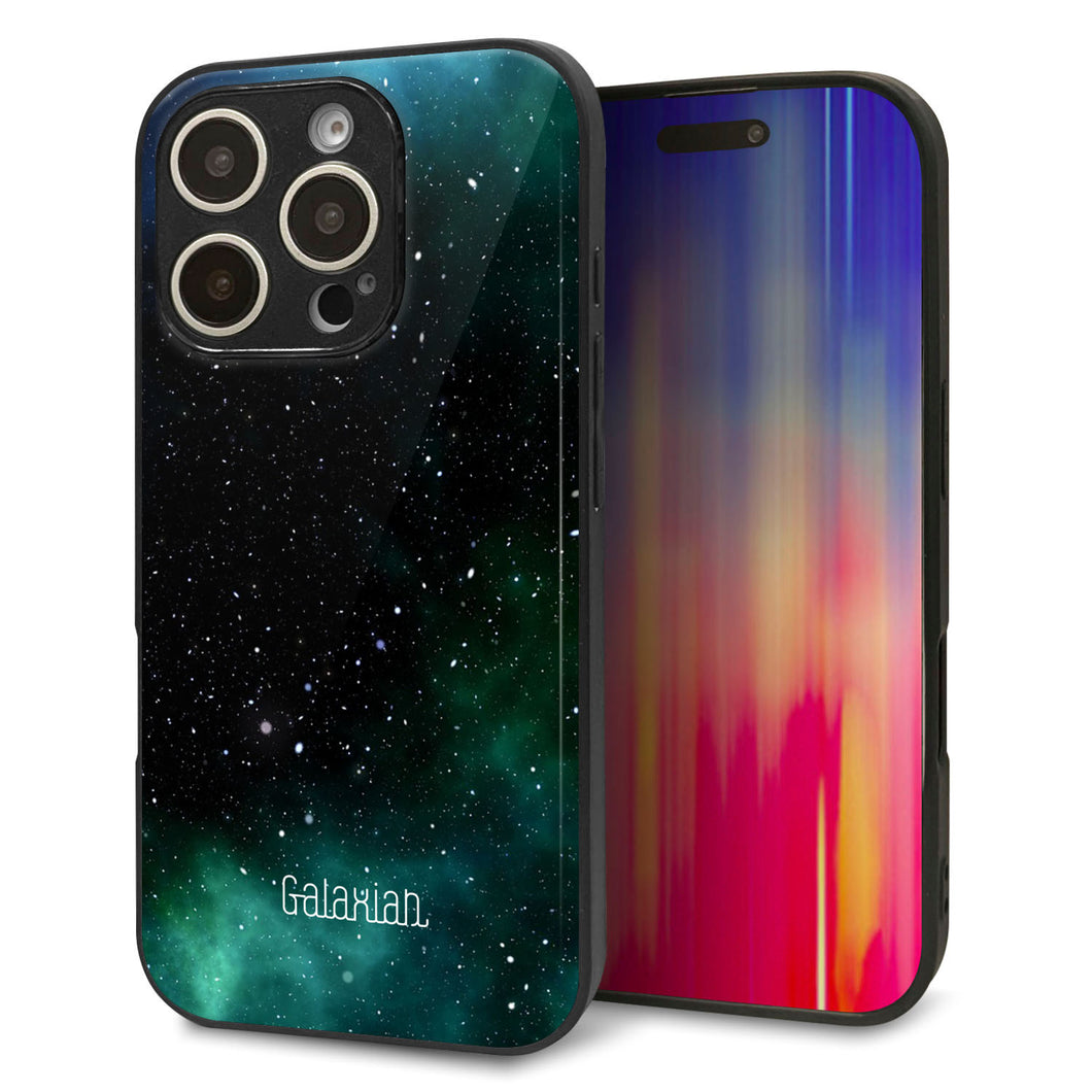 iPhone16 Pro 強化ガラス&TPUスマホケース ガラプリ【KM927 Galaxias Green】