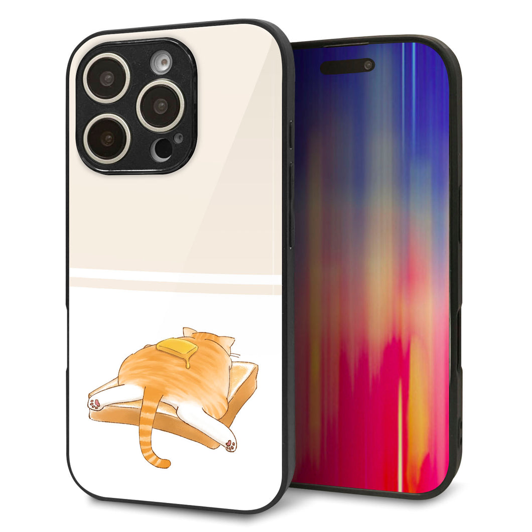 iPhone16 Pro 強化ガラス&TPUスマホケース ガラプリ【KM959 バター】