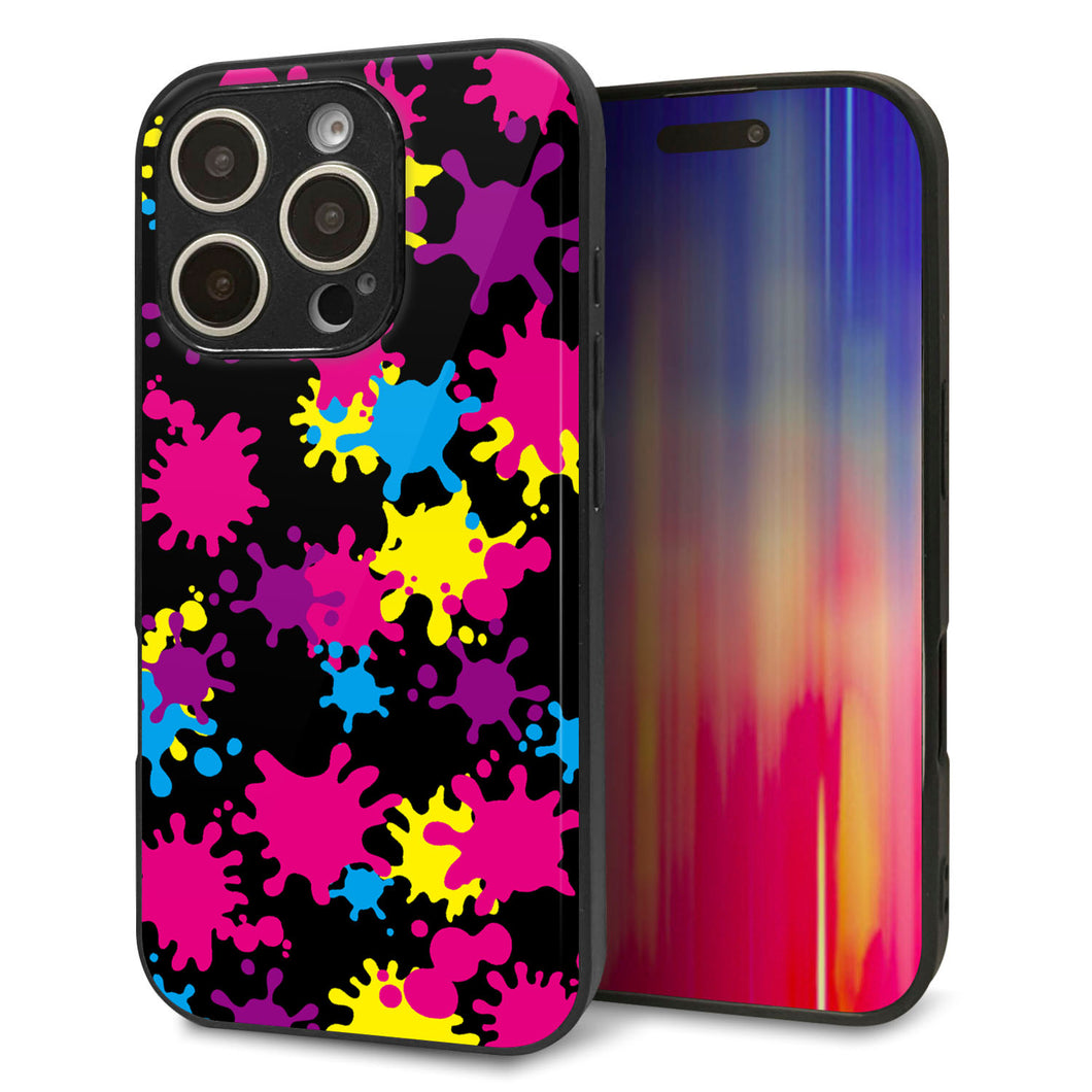 iPhone16 Pro 強化ガラス&TPUスマホケース ガラプリ【MA877 ペイントブラック】