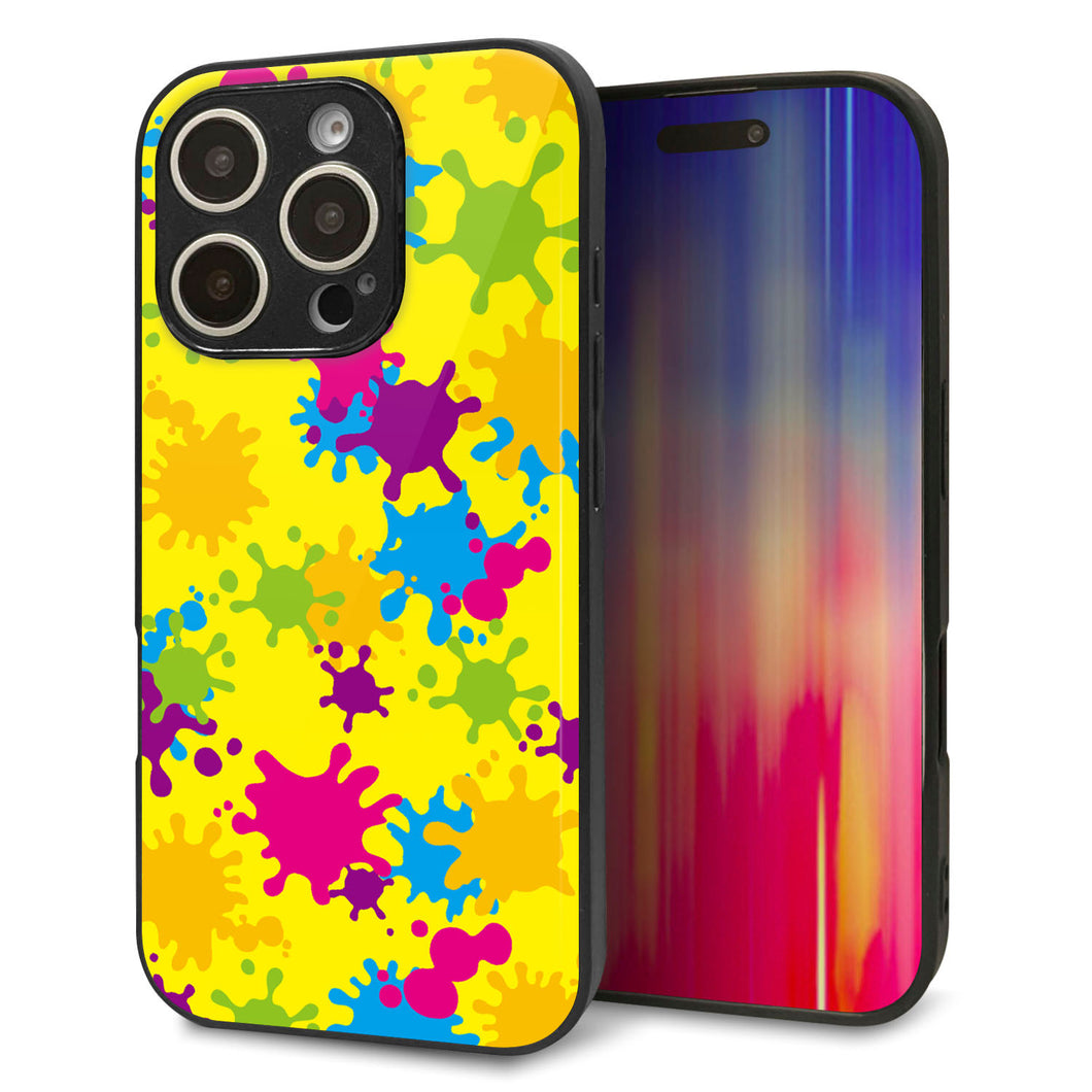 iPhone16 Pro 強化ガラス&TPUスマホケース ガラプリ【MA879 ペイントイエロー】