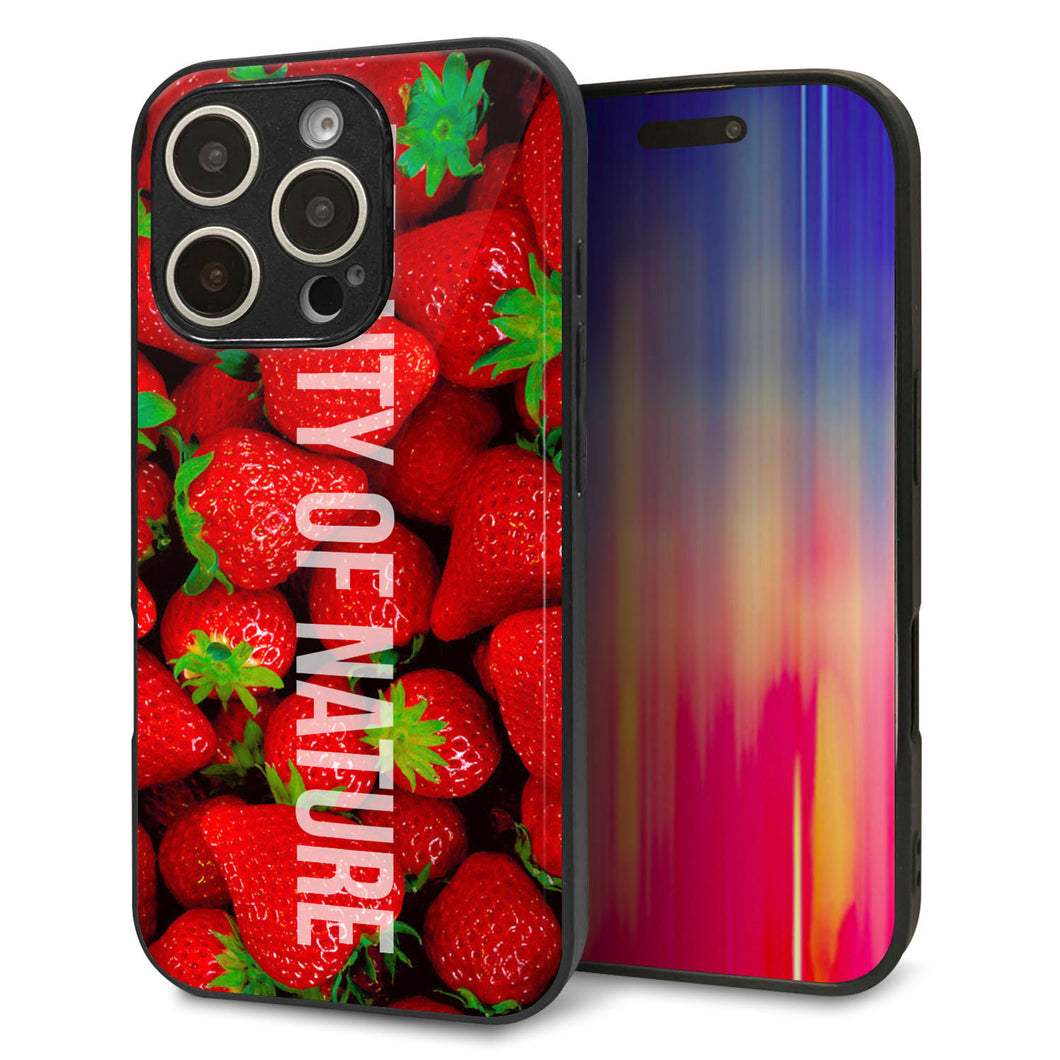 iPhone16 Pro 強化ガラス&TPUスマホケース ガラプリ【MA881 ストロベリー】