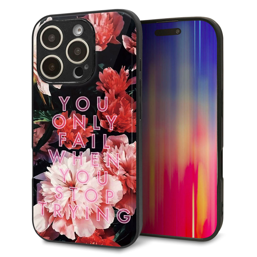 iPhone16 Pro 強化ガラス&TPUスマホケース ガラプリ【MA994 フラワーC】