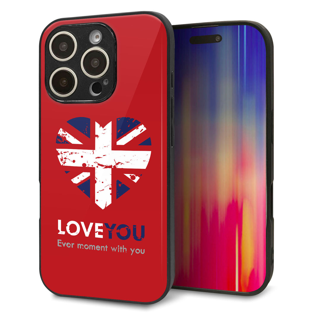 iPhone16 Pro 強化ガラス&TPUスマホケース ガラプリ【SC804 ユニオンジャック ハートビンテージレッド】
