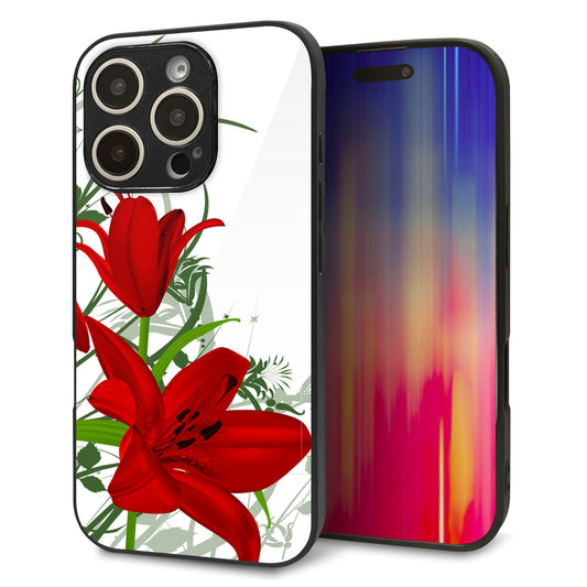 iPhone16 Pro 強化ガラス&TPUスマホケース ガラプリ【SC850 ユリ(レッド)】