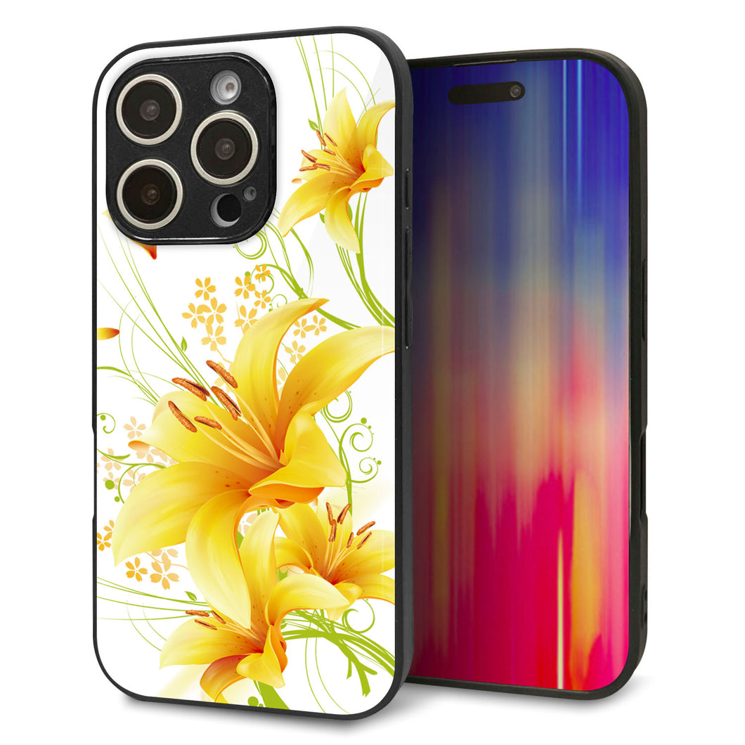 iPhone16 Pro 強化ガラス&TPUスマホケース ガラプリ【SC852 ユリ(イエロー)】