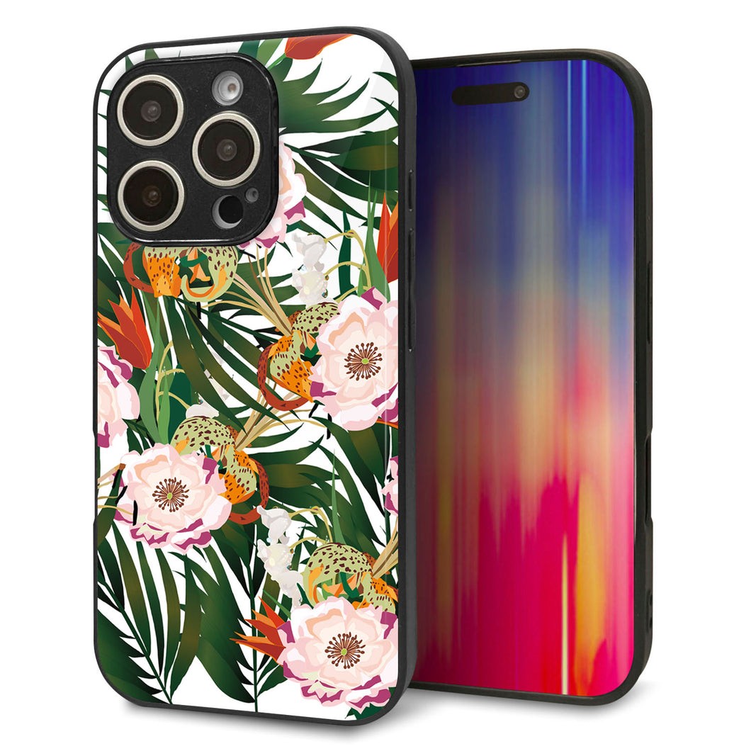 iPhone16 Pro 強化ガラス&TPUスマホケース ガラプリ【SC895 ボタニカル フォレスト】