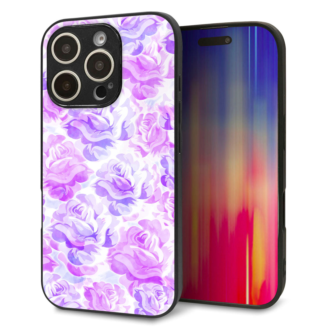 iPhone16 Pro 強化ガラス&TPUスマホケース ガラプリ【SC929 ローズ パープル】