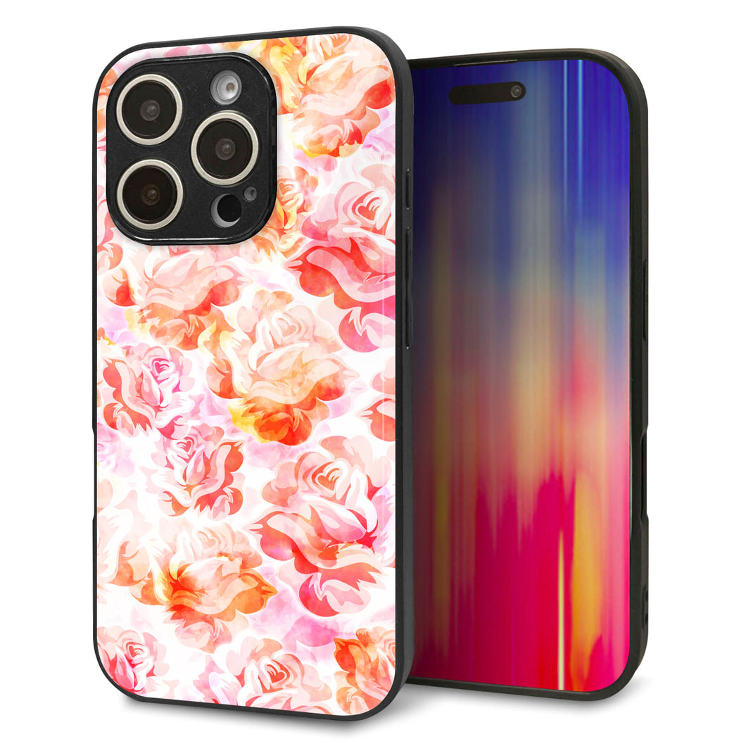 iPhone16 Pro 強化ガラス&TPUスマホケース ガラプリ【SC930 ローズ レッド】