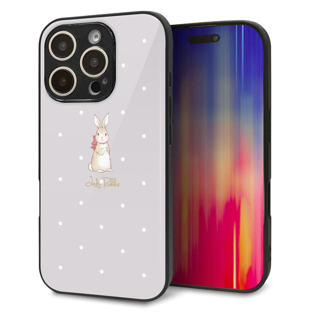 iPhone16 Pro 強化ガラス&TPUスマホケース ガラプリ【SC968 Lady Rabbit グレージュ ガラプリhp】