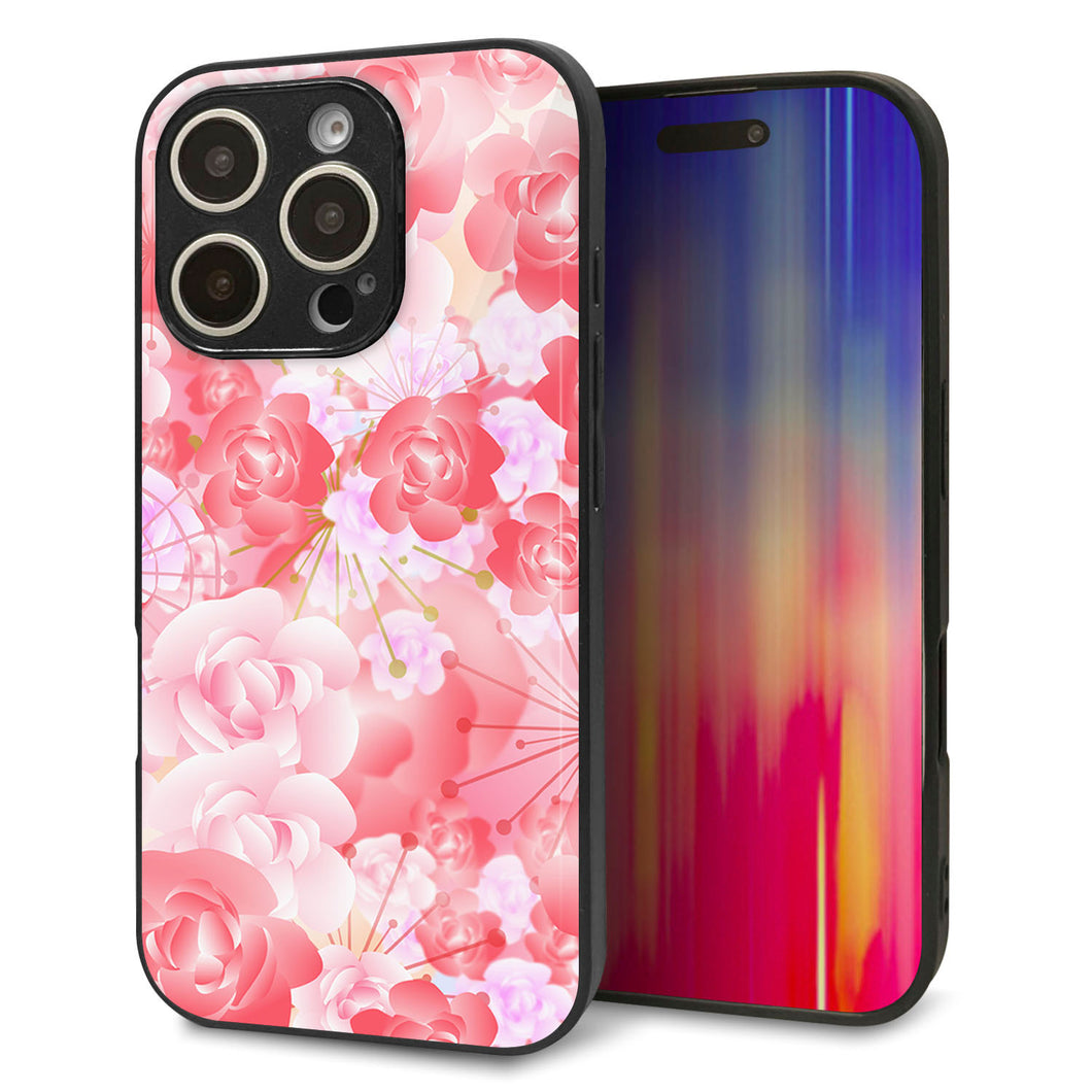 iPhone16 Pro 強化ガラス&TPUスマホケース ガラプリ【VA817 はんなり色の華】