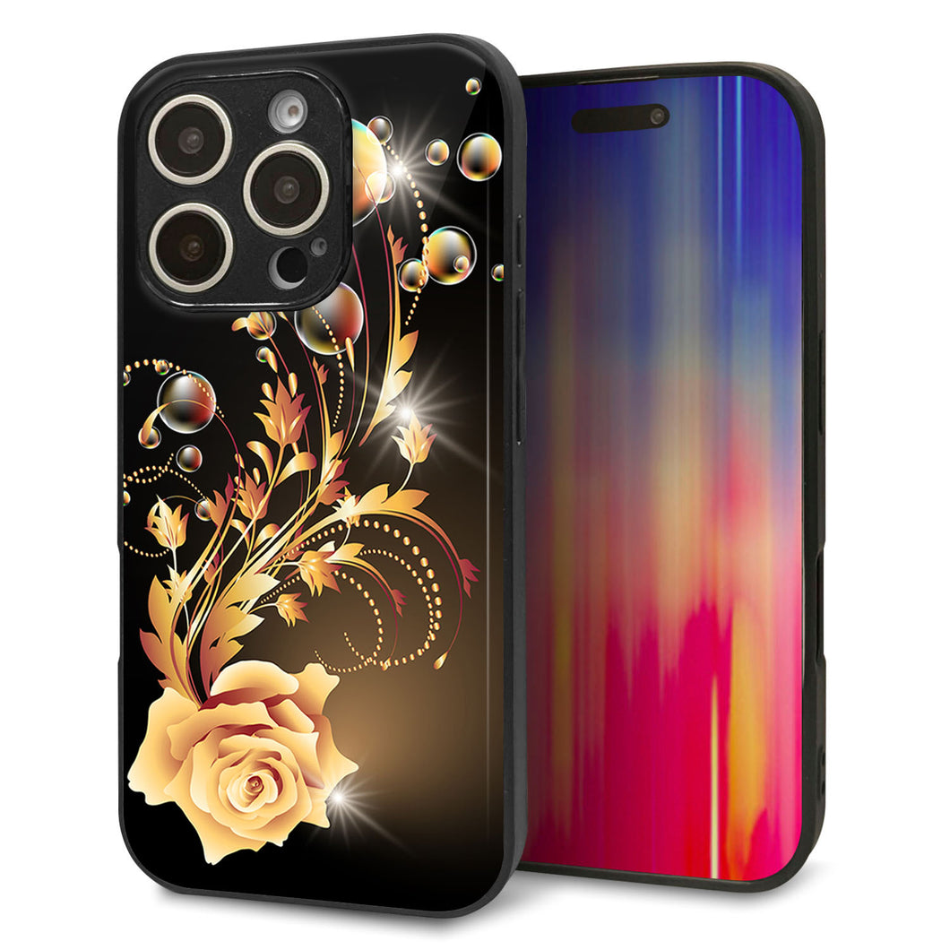 iPhone16 Pro 強化ガラス&TPUスマホケース ガラプリ【VA823 気高きバラ】