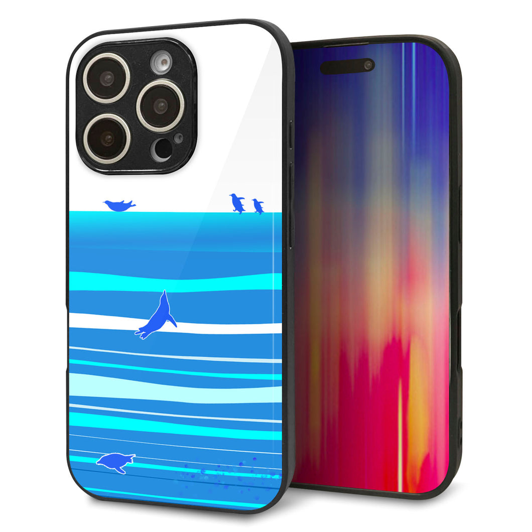 iPhone16 Pro 強化ガラス&TPUスマホケース ガラプリ【YB920 ペンギン01】